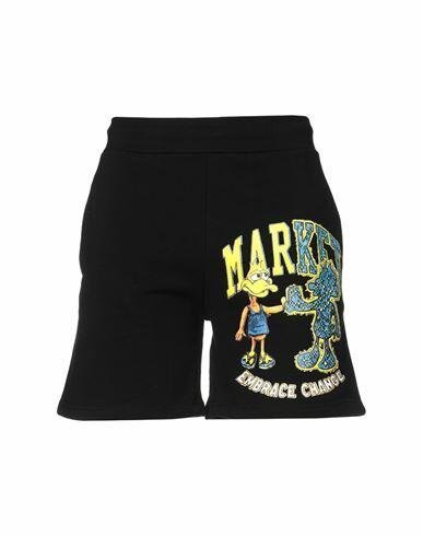 Market Dark And Light Bear Sweatshorts Man Shorts & Bermuda Shorts Black Cotton Cover