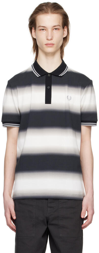 Fred Perry Black & White Striped Polo Cover