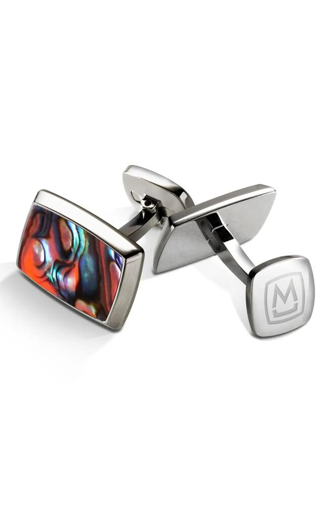 M-Clip® Abalone Cuff Links in Stainless Steel/Orange Cover