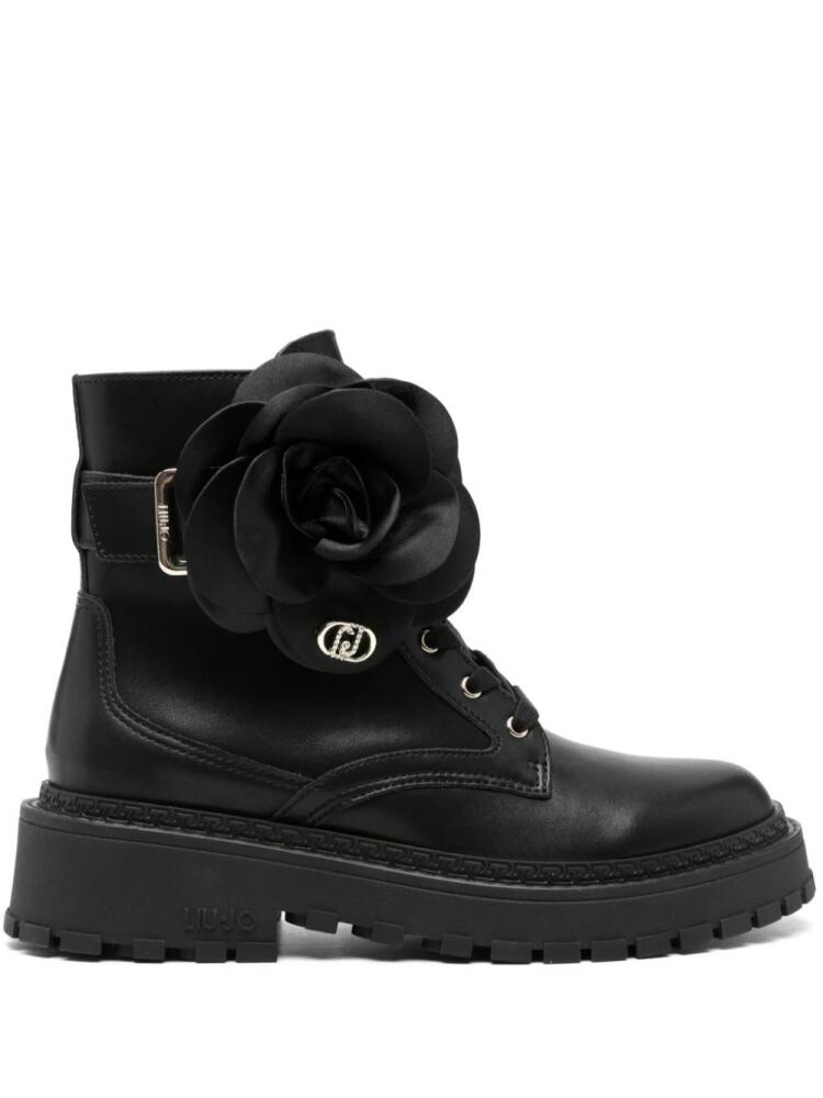 LIU JO 45mm floral-appliqué boots - Black Cover