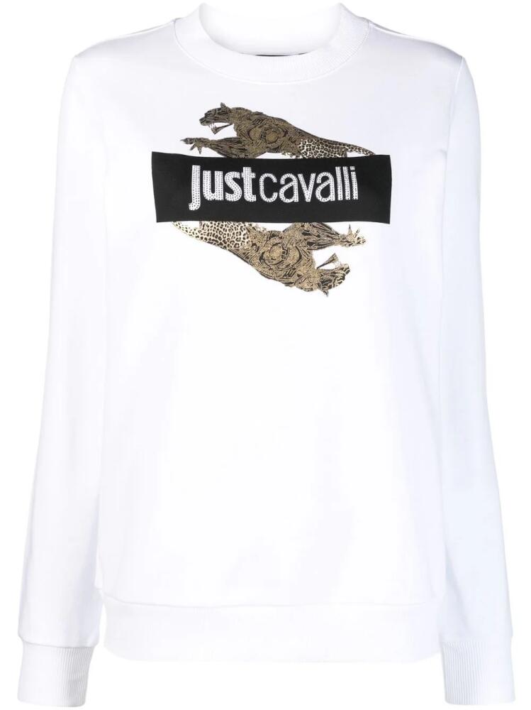 Just Cavalli rhinestone logo sweatshirt - White Cover