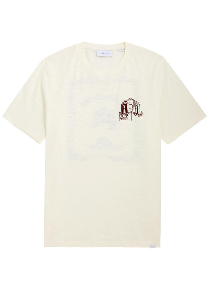 Les Deux Hotel Embroidered Cotton T-shirt - Ecru Cover