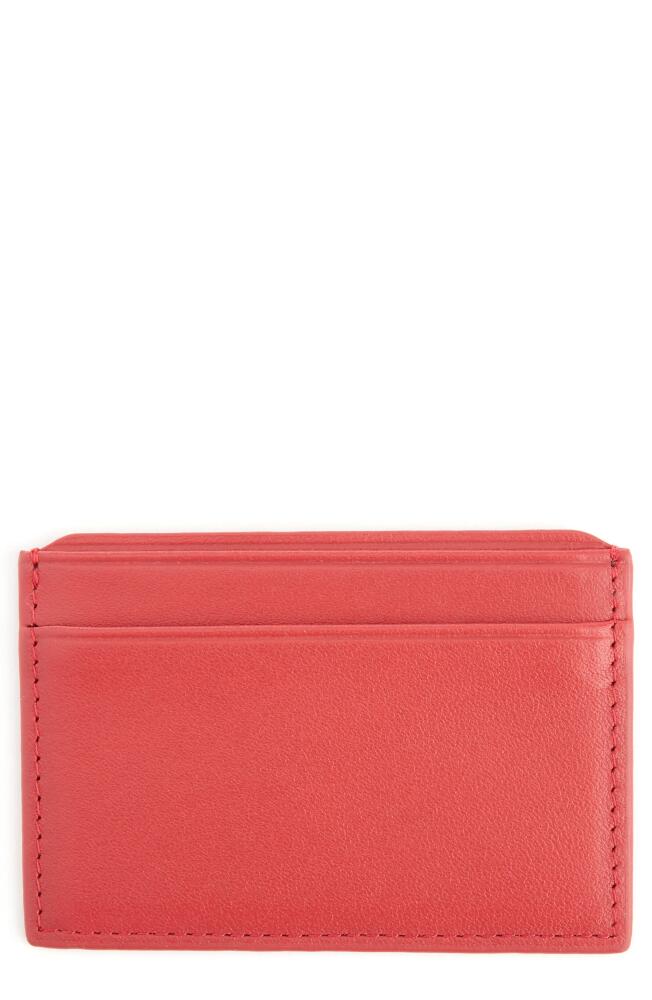 ROYCE New York Personalized RFID Leather Card Case in Red- Silver Foil Cover