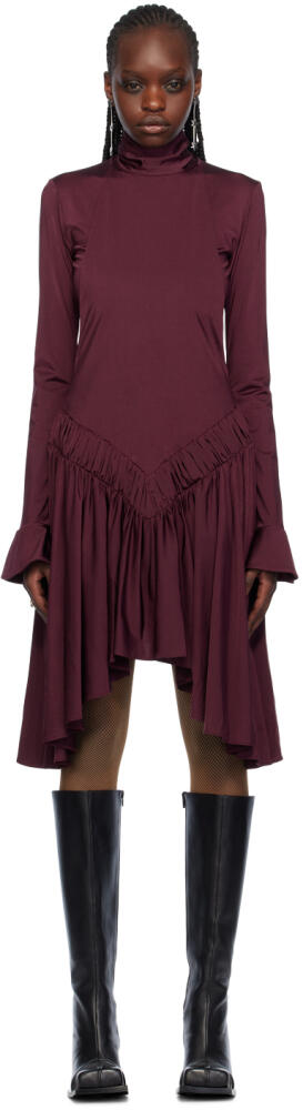 FIDAN NOVRUZOVA Burgundy Gathered Midi Dress Cover