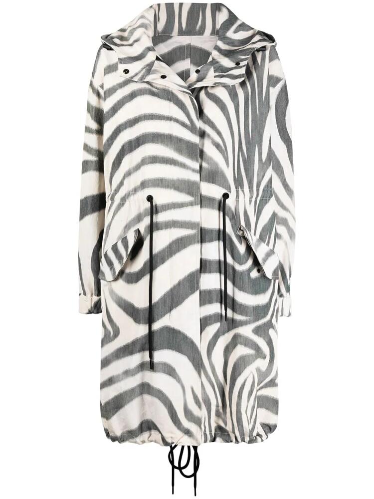 Moncler Achird zebra-print parka coat - Neutrals Cover