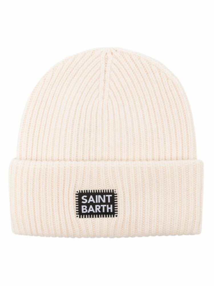 MC2 Saint Barth logo-patch ribbed beanie - Neutrals Cover