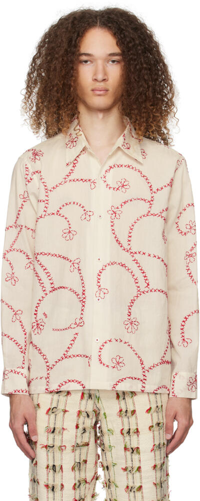 HARAGO Off-White Embroidered Shirt Cover