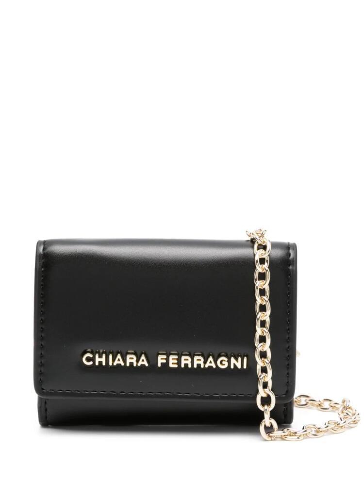 Chiara Ferragni logo-plaque chain link-detail wallets - Black Cover