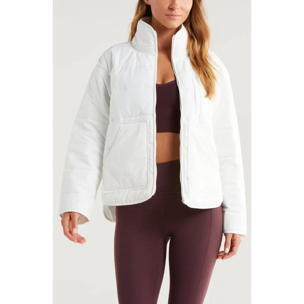 Zella Quilted Packable Jacket in Ivory Cloud Cover