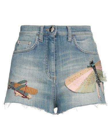 Elisabetta Franchi Jeans Woman Denim shorts Blue Cotton, Elastane, Synthetic fibers, Silk, Glass Cover