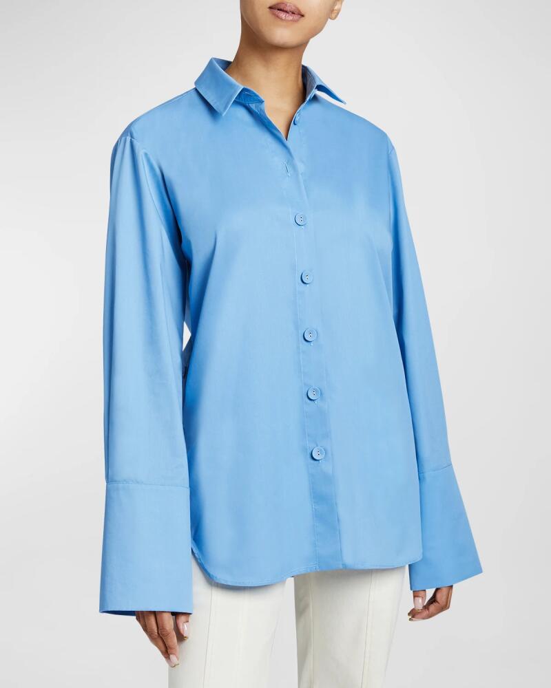 Santorelli Trina Button-Down Cotton Poplin Shirt Cover