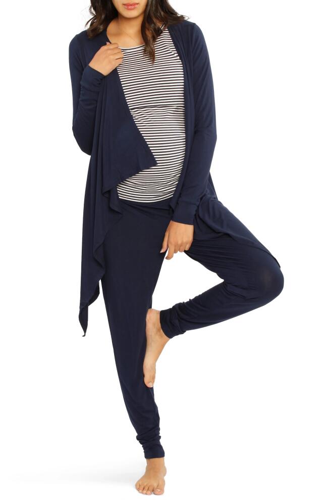 Angel Maternity Maternity/Nursing Cardigan, Tank & Pants Set in Navy Cover