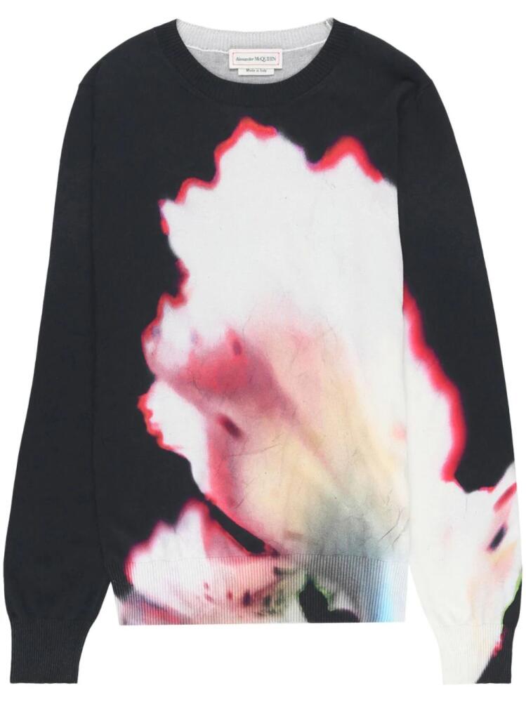 Alexander McQueen Solarised Flower-print cotton sweatshirt - Black Cover