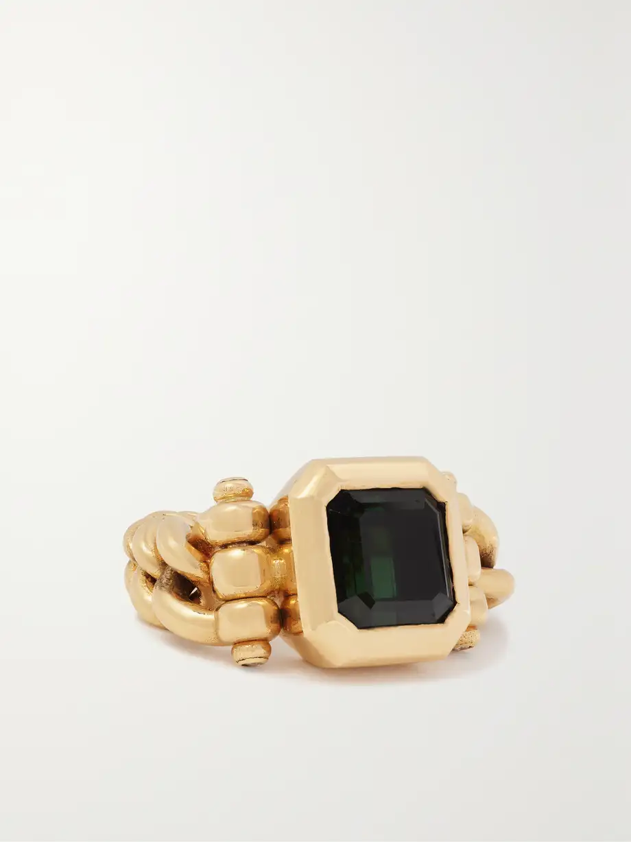 MAOR - Curb Chain 18-karat Gold Tourmaline Ring - 5 Cover