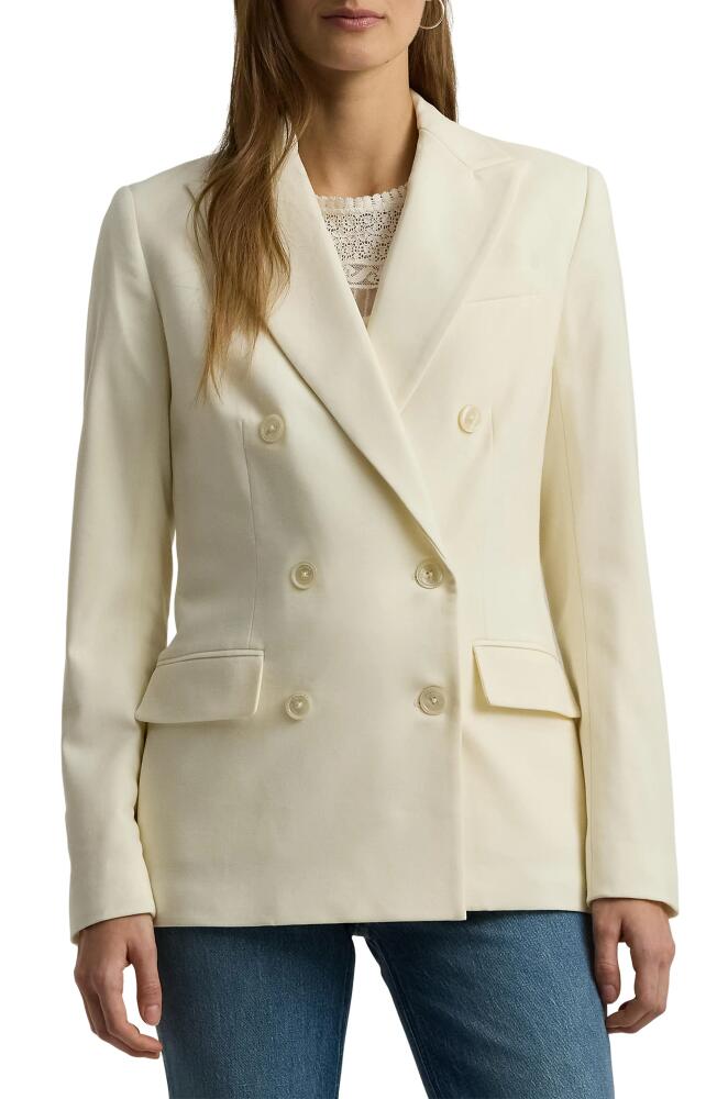 Lauren Ralph Lauren Double Breasted Stretch Wool Crepe Blazer in Mascarpone Cream Cover