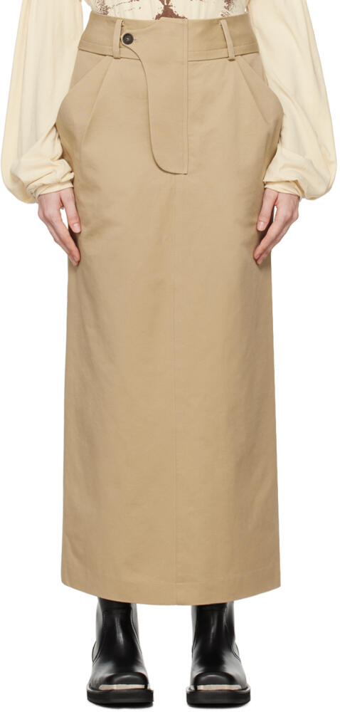 OPEN YY Beige Fly Out Maxi Skirt Cover