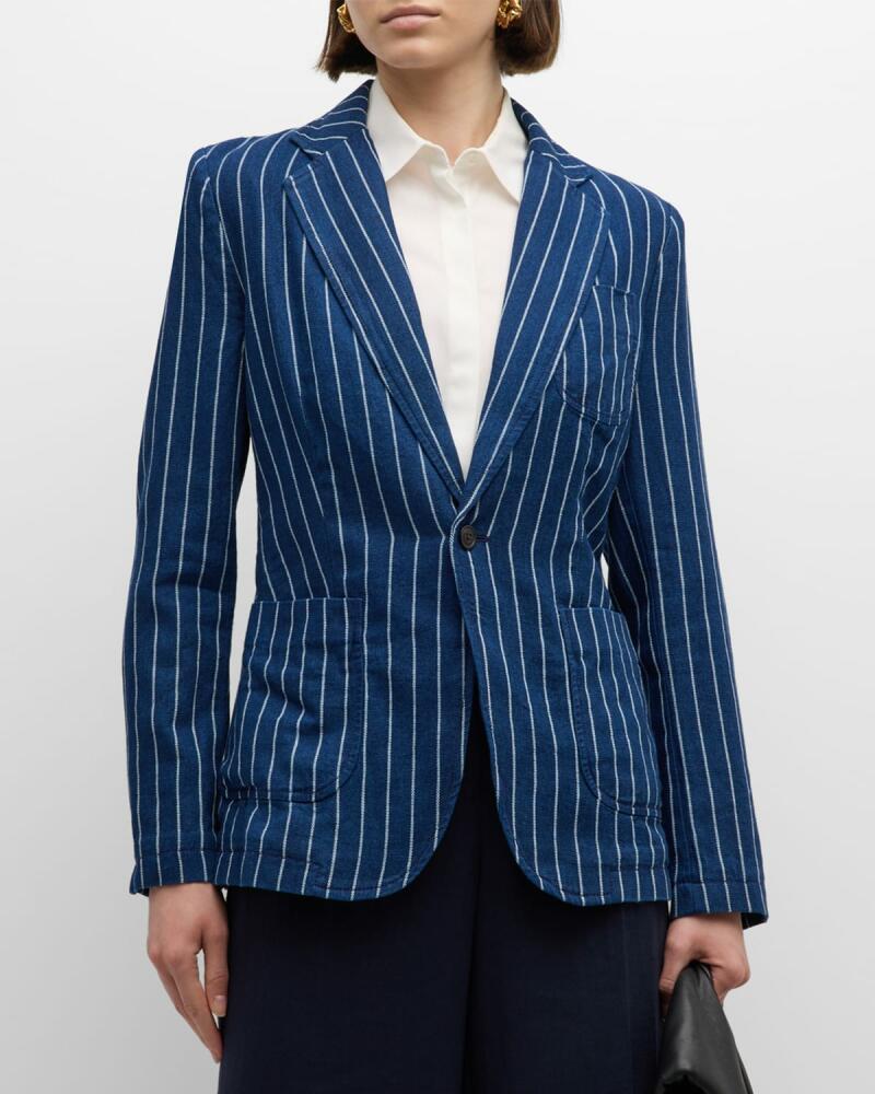 Polo Ralph Lauren Pinstripe Linen-Cotton Blazer Cover