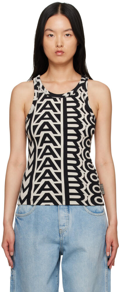 Marc Jacobs Black & Beige 'The Monogram Rib Tank' Tank Top Cover