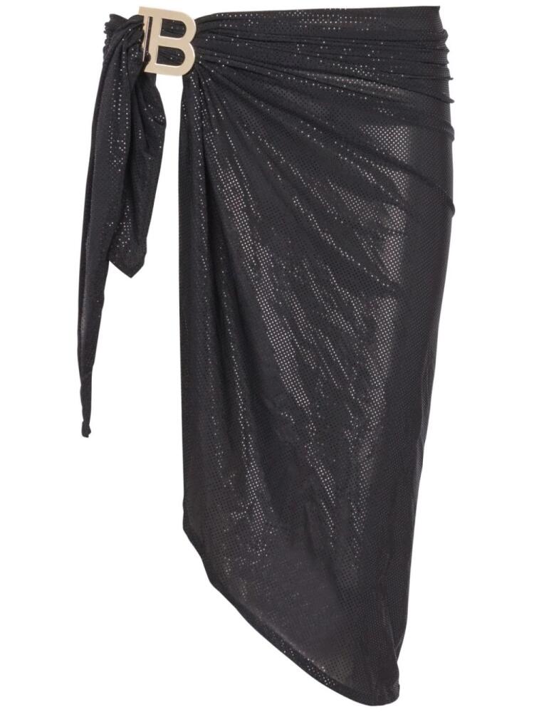 Balmain logo-buckle shimmer-finish sarong - Black Cover