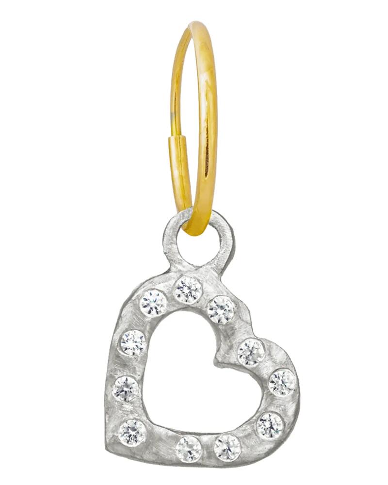 Lee Brevard Single Small Compass Heart Drop Earring w/ Cubic Zirconia Cover