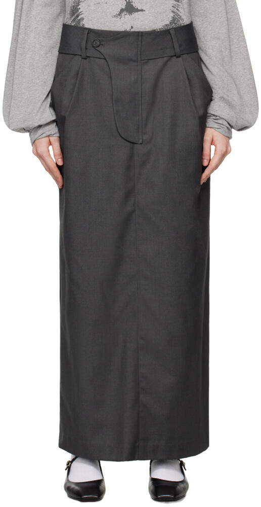 OPEN YY Gray Fly Out Maxi Skirt Cover