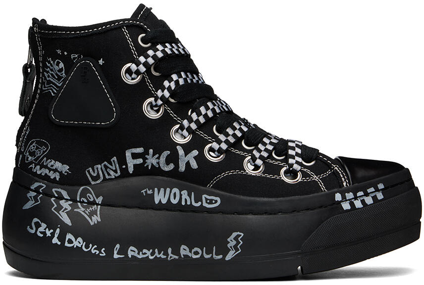 R13 Black Double Grommet Kurt High Top Sneakers Cover