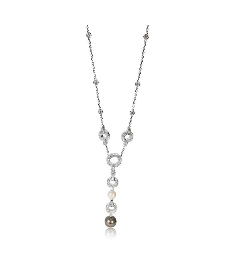 Pre-Owned Cartier Himalia Pearl Diamond Necklace in 18K White Gold Cover