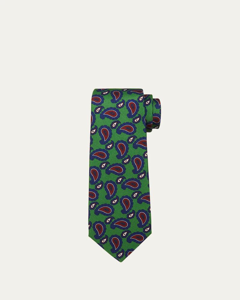 Kiton Men's Paisley-Print Silk Tie Cover