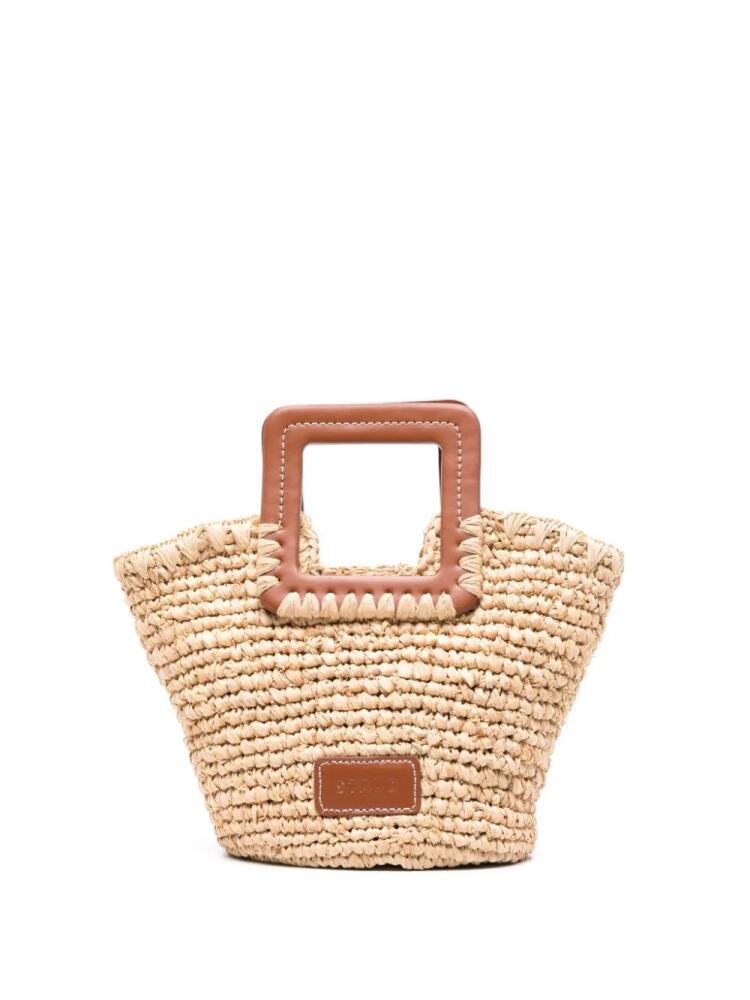 STAUD mini Shirley raffia tote bag - Neutrals Cover