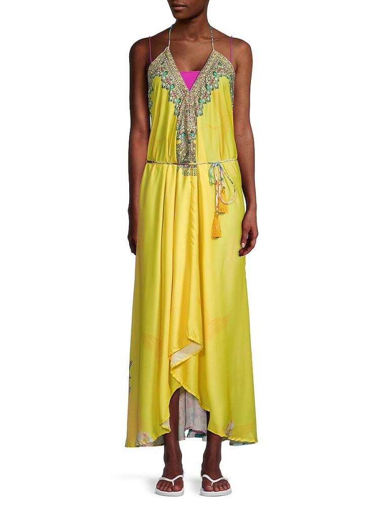 Ranee's Women's Floral Halter Maxi Coverup Dress - Yellow Cover