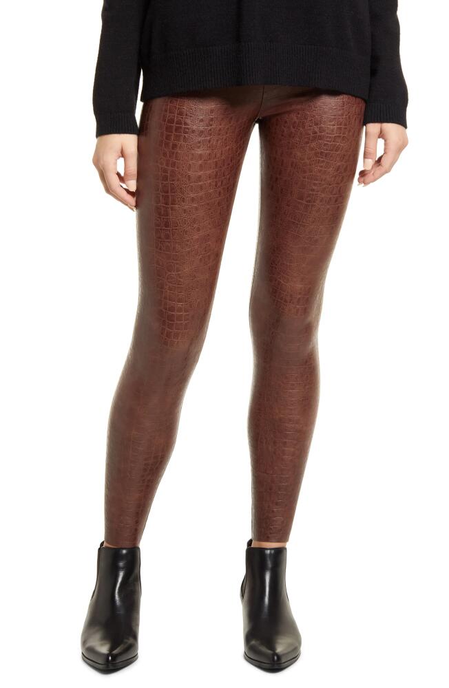 Commando Reptile Embossed Faux Leather Leggings in Brown Croc Cover