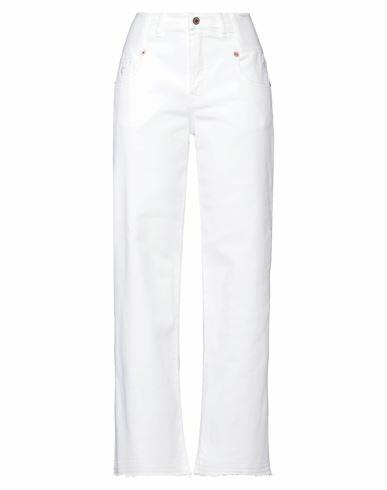 Avantgar Denim By European Culture Woman Pants White Cotton, Polyester, Elastane Cover