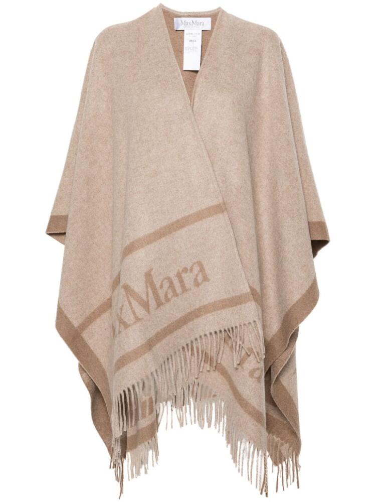 Max Mara logo-jacquard wool cape - Brown Cover