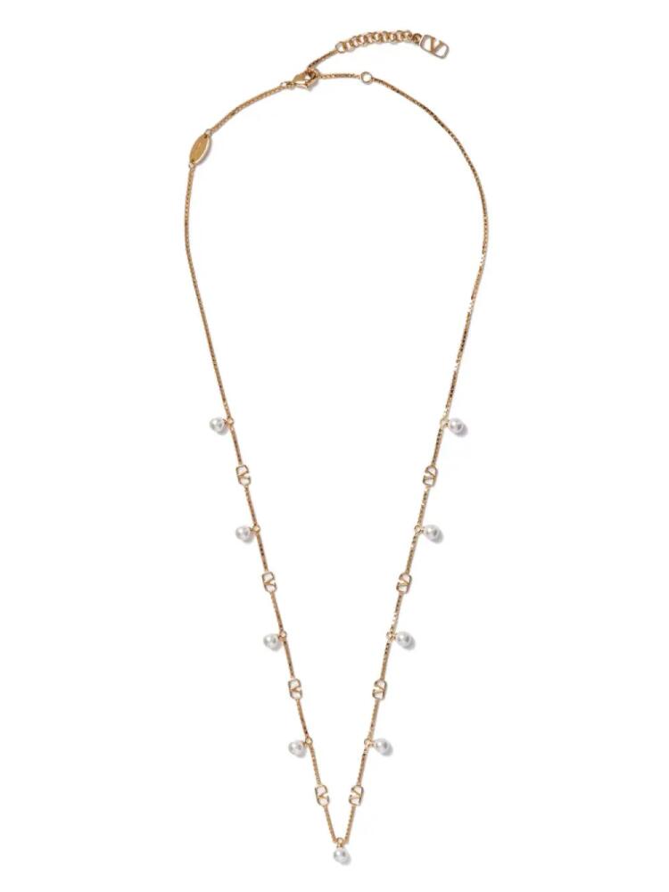 Valentino Garavani VLogo Signature pearl necklace - Gold Cover