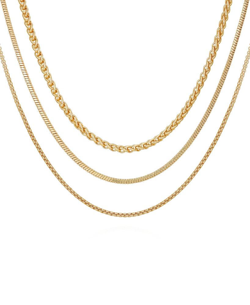 Vince Camuto Gold-Tone Mixed Chain Trio Layering Necklace Set, 3 piece - Gold Cover