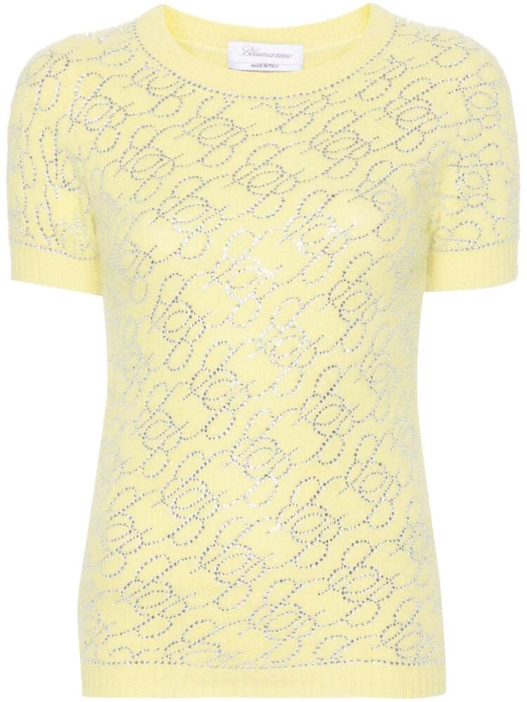 Blumarine crystal-embellished knitted top - Yellow Cover