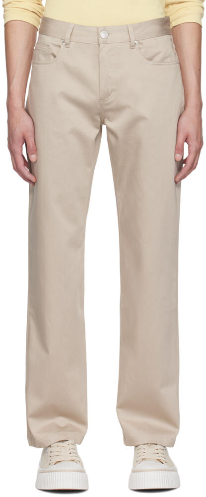 AMI Paris Beige Straight Fit Trousers Cover