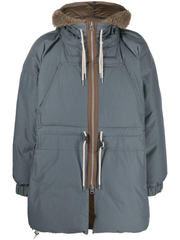 sacai hooded padded coat - Blue Cover