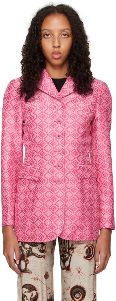 Marine Serre Pink Jacquard Blazer Cover