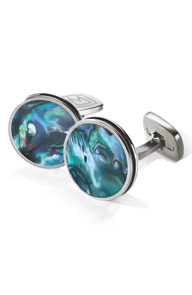 M-Clip® Abalone Cuff Links in Stainless Steel/Green Cover