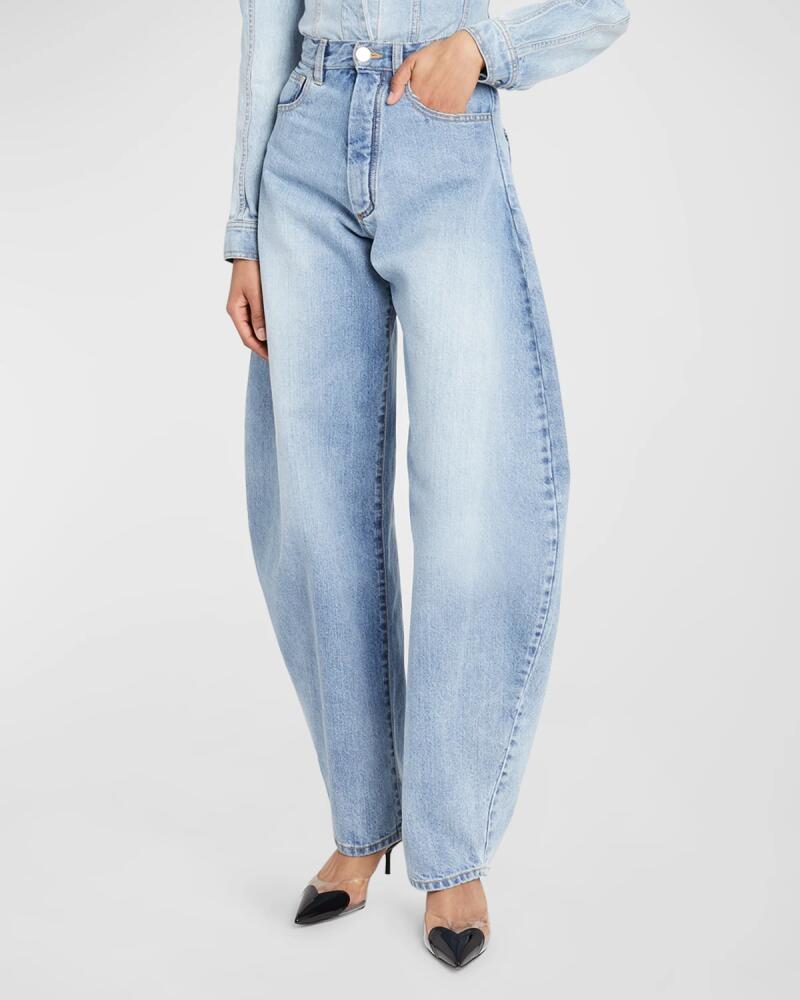 ALAIA Exaggerated Rounded Wide-Leg Denim Jeans Cover