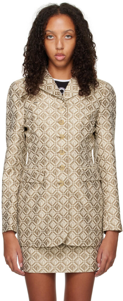 Marine Serre Beige Jacquard Blazer Cover