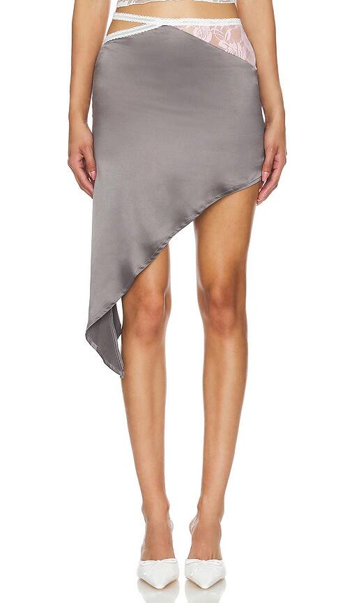 Zemeta Split Our Way Satin Skirt in Charcoal Cover