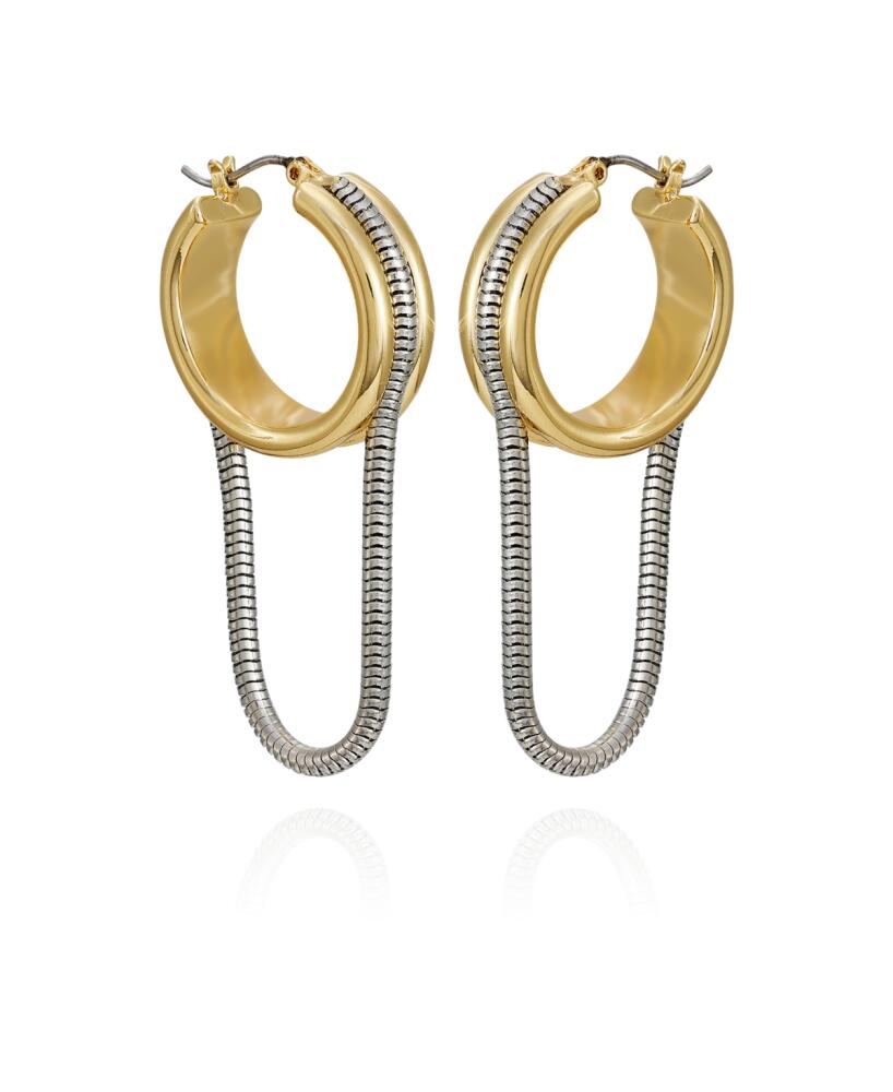 Vince Camuto Two-Tone Snake Chain Drop Hoop Earrings - Gold, Silver Cover