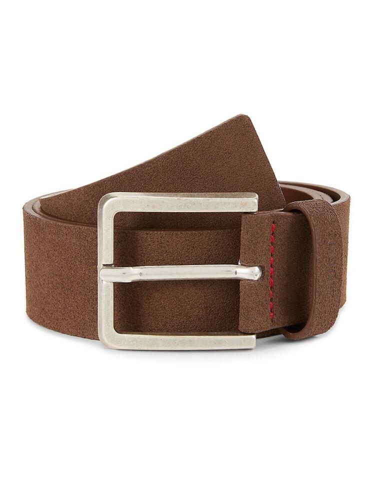 HUGO Men's Gionio Leather Belt - Dark Brown Cover