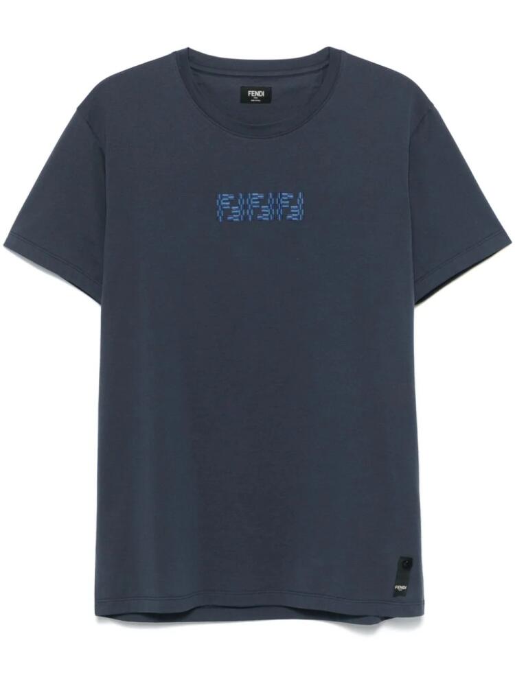 FENDI FF Labyrinth-embroidered T-shirt - Blue Cover