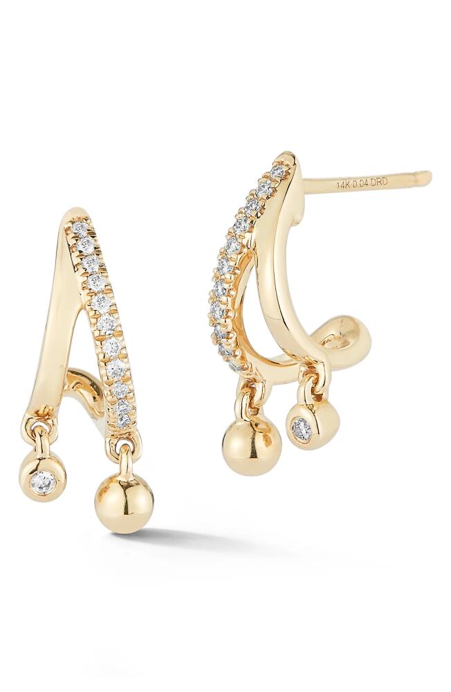 Dana Rebecca Designs Poppy Rae Pebble Diamond Drop Huggie Hoop Earrings in Yellow Gold Cover