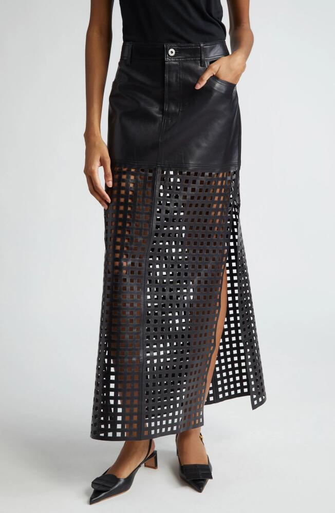 Stand Studio Mavis Grid Cutout Leather Maxi Skirt in Black Cover