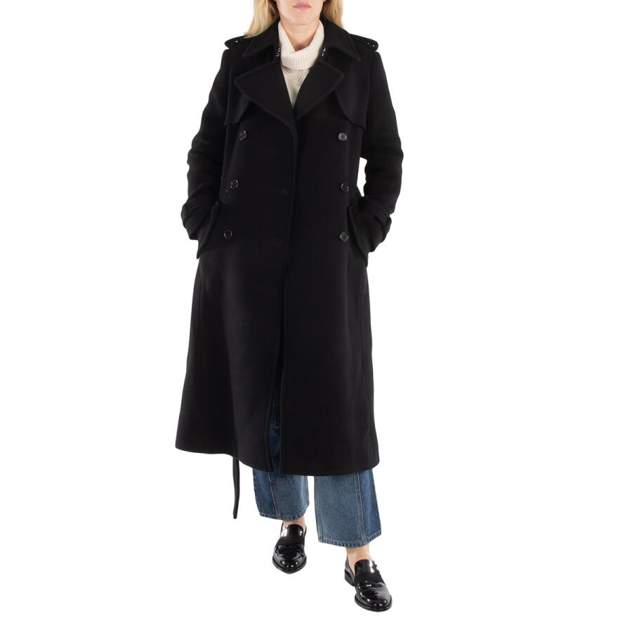 Chloe Ladies Black Double-Breasted Trench Coat Cover