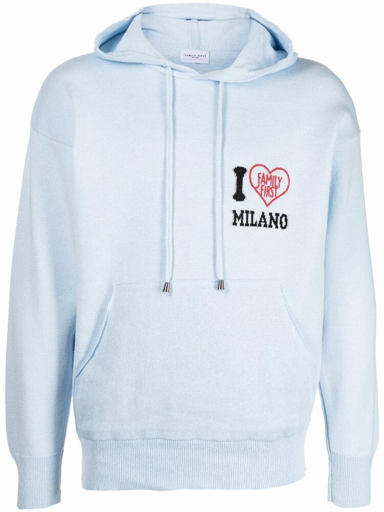 Family First logo-print hoodie - Blue Cover